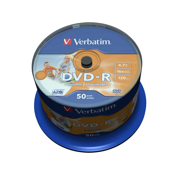 Verbatim DVD-R 4.7GB Inkjet Printable - 50 Cakebox