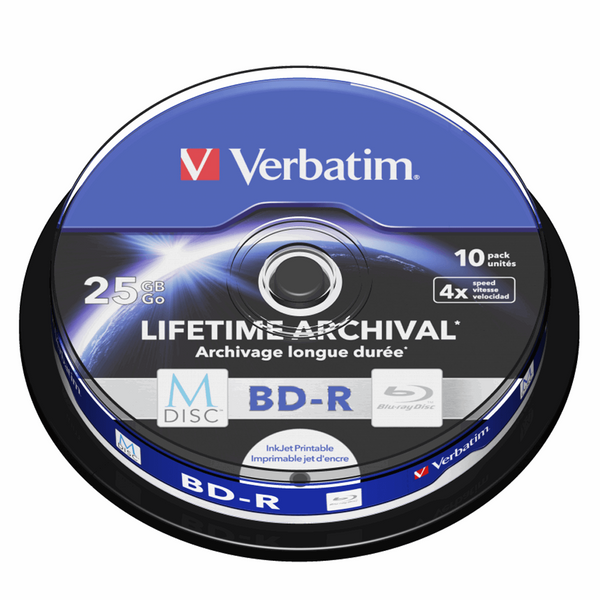 Verbatim Blu-ray BD-R MDISC 25GB Printable - 25 Cakebox