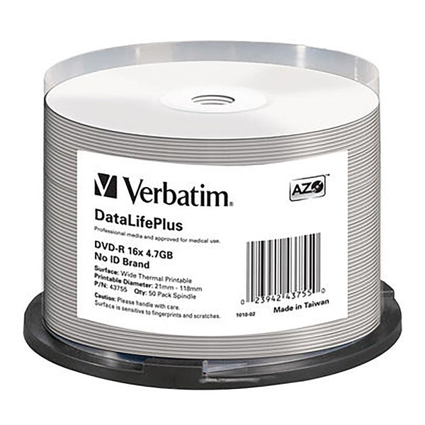 Verbatim DVD-R 4.7GB Thermal Printable - 50 Cakebox