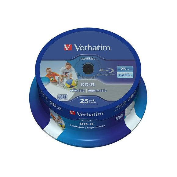 Verbatim Blu-ray BD-R SL Datalife 25GB Printable - 25 Cakebox